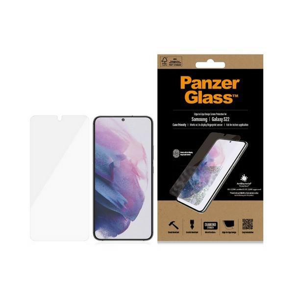 PanzerGlass E2E Microfracture antibakteerinen suojalasi Samsung Galaxy S22 - mustalla kehyksellä