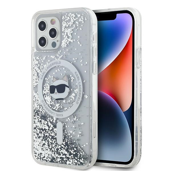 Karl Lagerfeld Liquid Glitter Choupette Head MagSafe suojakuori iPhone 12 / 12 Pro:lle - läpinäkyvä