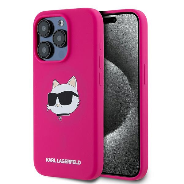 Karl Lagerfeld Silicone Choupette Head MagSafe silikoninen suojakuori iPhone 15 Pro Max:lle - vaaleanpunainen