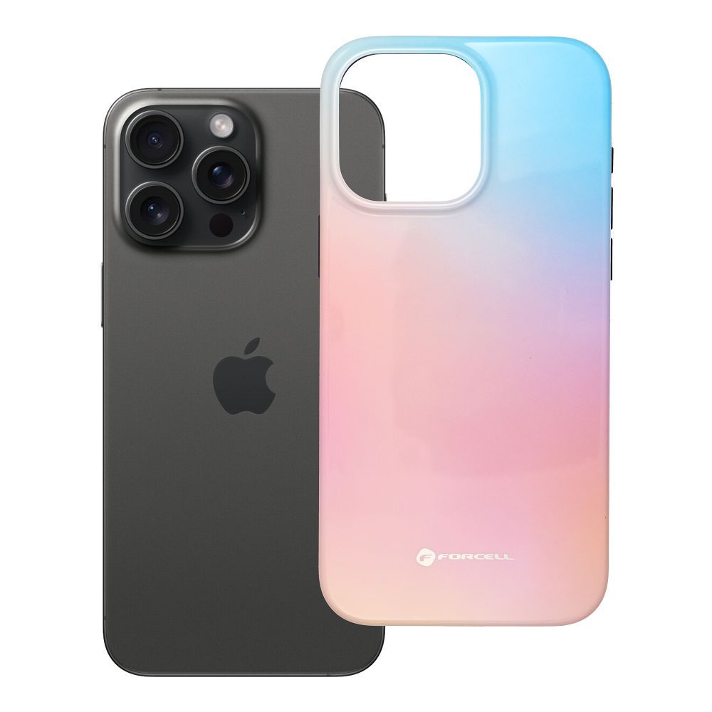 Suojakuori iPhone 15 PRO MAX:lle Forcell F-Protect Mirage MagSafe-yhteensopiva Military Drop-Test vaaleanpunainen sininen