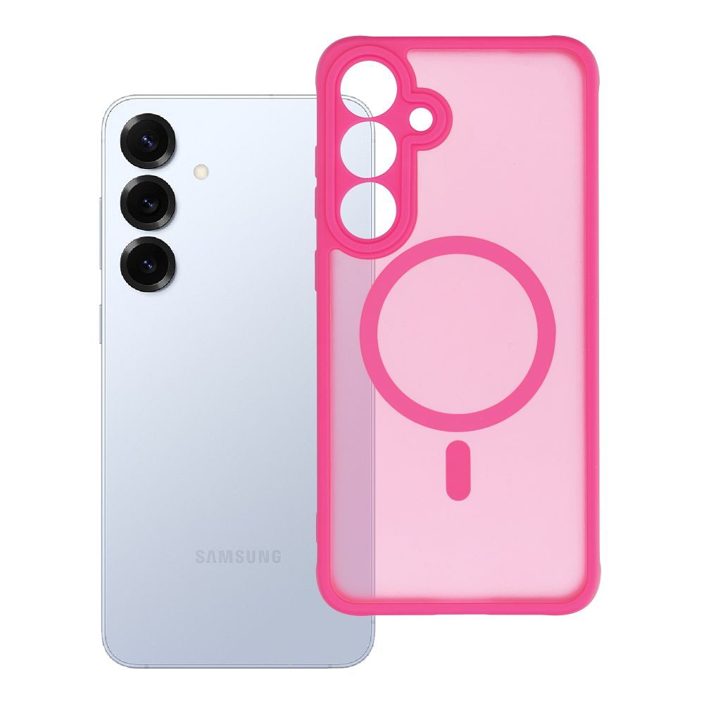 Suojakuori Samsung S25 PLUS:lle Full Matte Mag Cover yhteensopiva MagSafe vaaleanpunainen