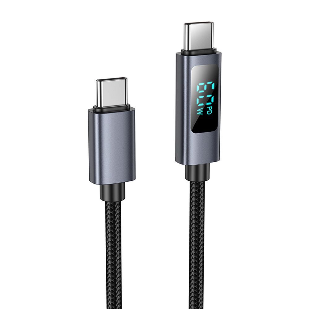 Hoco USB-C - USB-C -kaapeli 3A 60W näytöllä 1 m X112 - musta