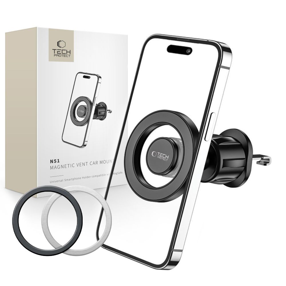 Tech-Protect N51 auton puhelinteline MagSafella ilmanvaihtoaukkoon - musta