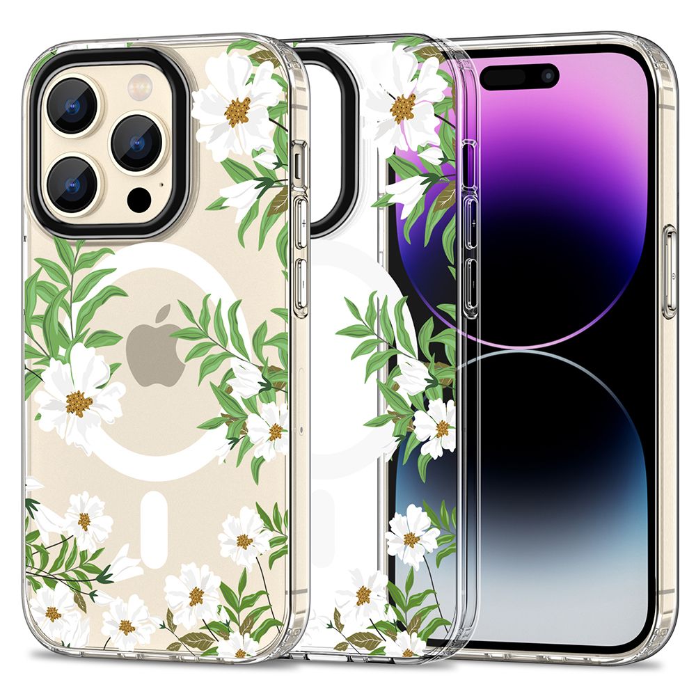 Tech-Protect MagMood MagSafe iPhone 15 Pro Max Suojakuori - Daisies with Leaves