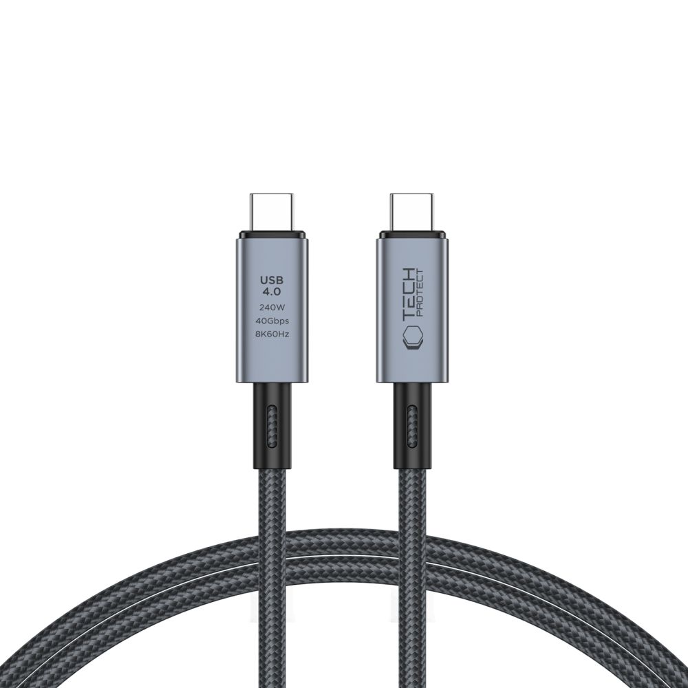 Tech-Protect UltraBoost Max USB-C 4.0 / USB-C 4.0 PD kaapeli 240W 8K 40Gbps 1m - harmaa