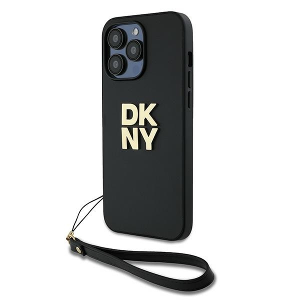 DKNY Wrist Strap Stock Logo Suojakuori iPhone 14 Pro:lle - Musta