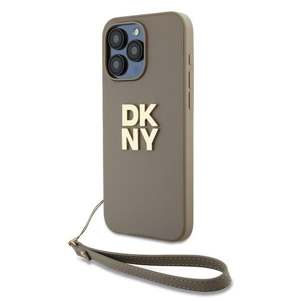 DKNY Wrist Strap Stock Logo Suojakuori iPhone 15 Pro:lle - Beige