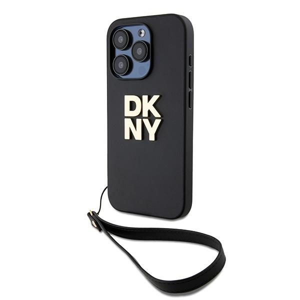 DKNY Wrist Strap Stock Logo Suojakuori iPhone 15 Pro:lle - Musta
