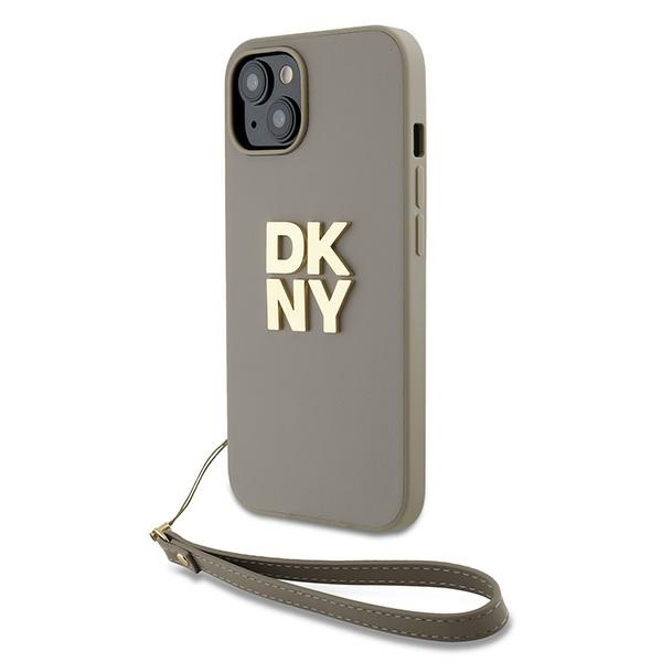 DKNY Wrist Strap Stock Logo Suojakuori iPhone 15 Plus:lle - Beige