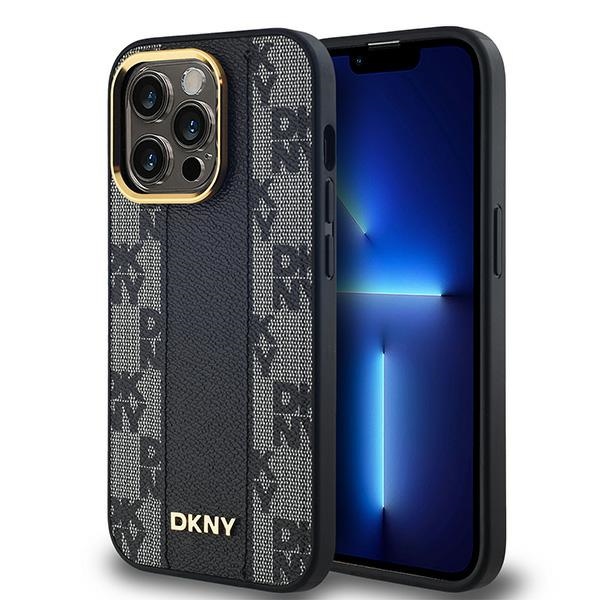 DKNY Nahkainen Checkered Mono Pattern MagSafe Suojakuori iPhone 13 Pro Max:lle - Musta