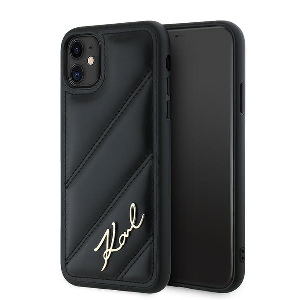 Karl Lagerfeld Diagonal Quilted Script Suojakuori iPhone 11 / Xr:lle - musta