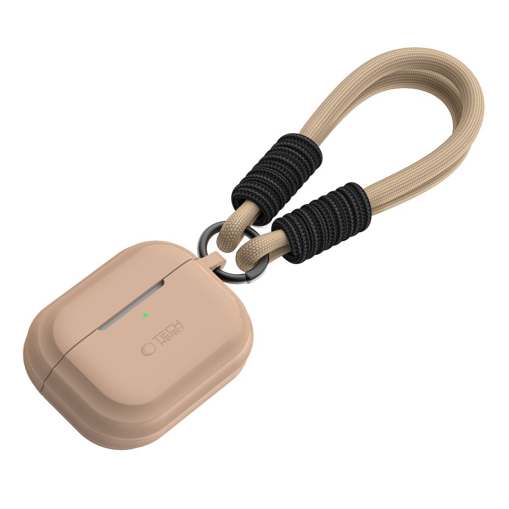 Tech-Protect Silikoninen Rope -suojakuori Apple AirPods Pro 1/2:lle - vaaleanruskea