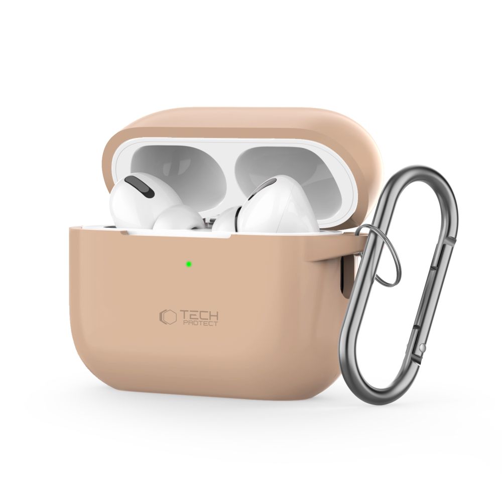 Tech-Protect Silikoninen Hook -suojakuori Apple AirPods Pro 1 / 2:lle - beige