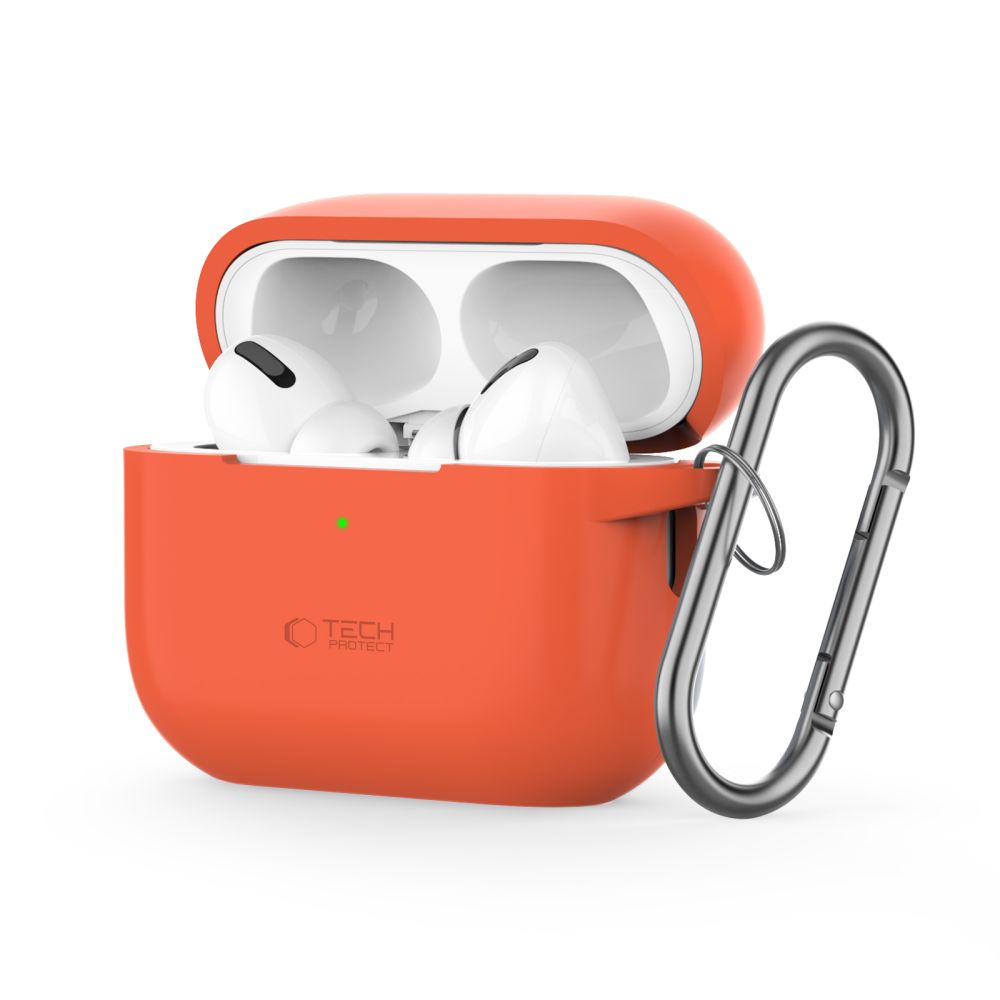 Tech-Protect Silikoninen Hook -suojakuori Apple AirPods Pro 1 / 2:lle - oranssi