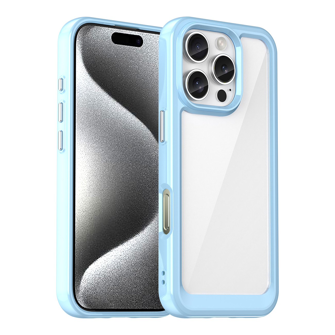 Outer Space Suojakuori geelirungolla iPhone 16 Pro Max:lle - Sininen