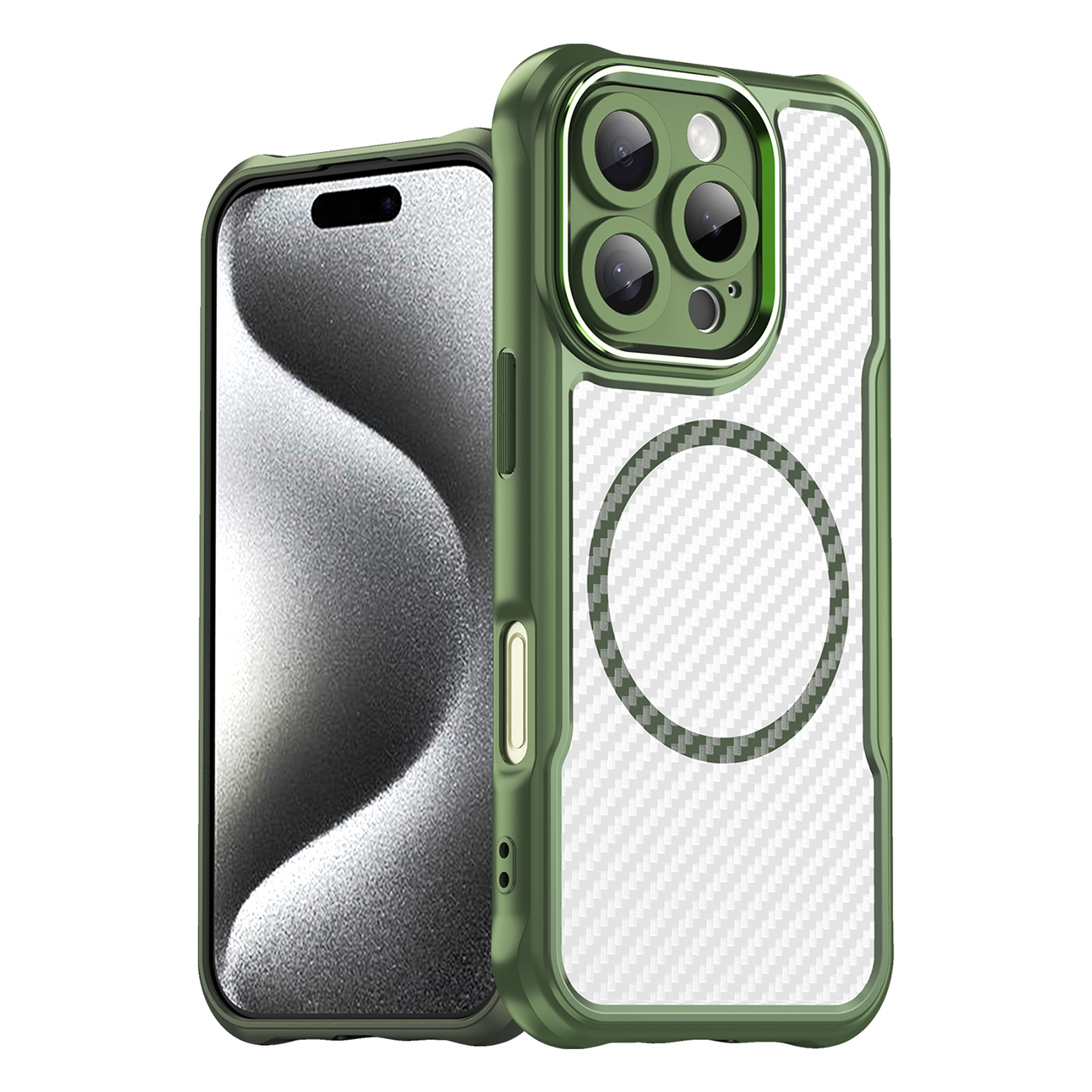 Leading Series MagSafe Silikoninen Suojakuori iPhone 16 Pro Max:lle - Vihreä