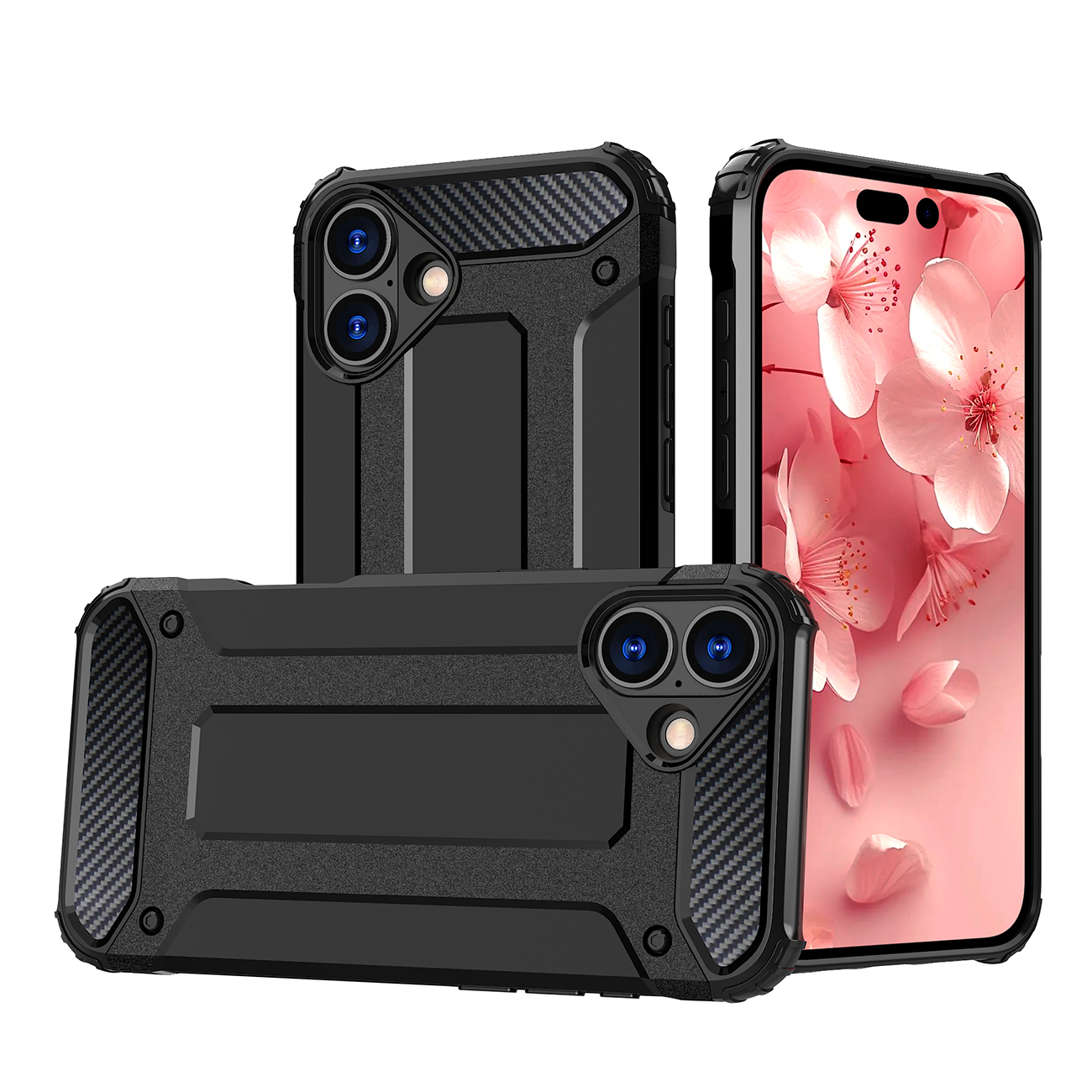 Hybrid Armor Suojakuori iPhone 16 Plus:lle - Musta