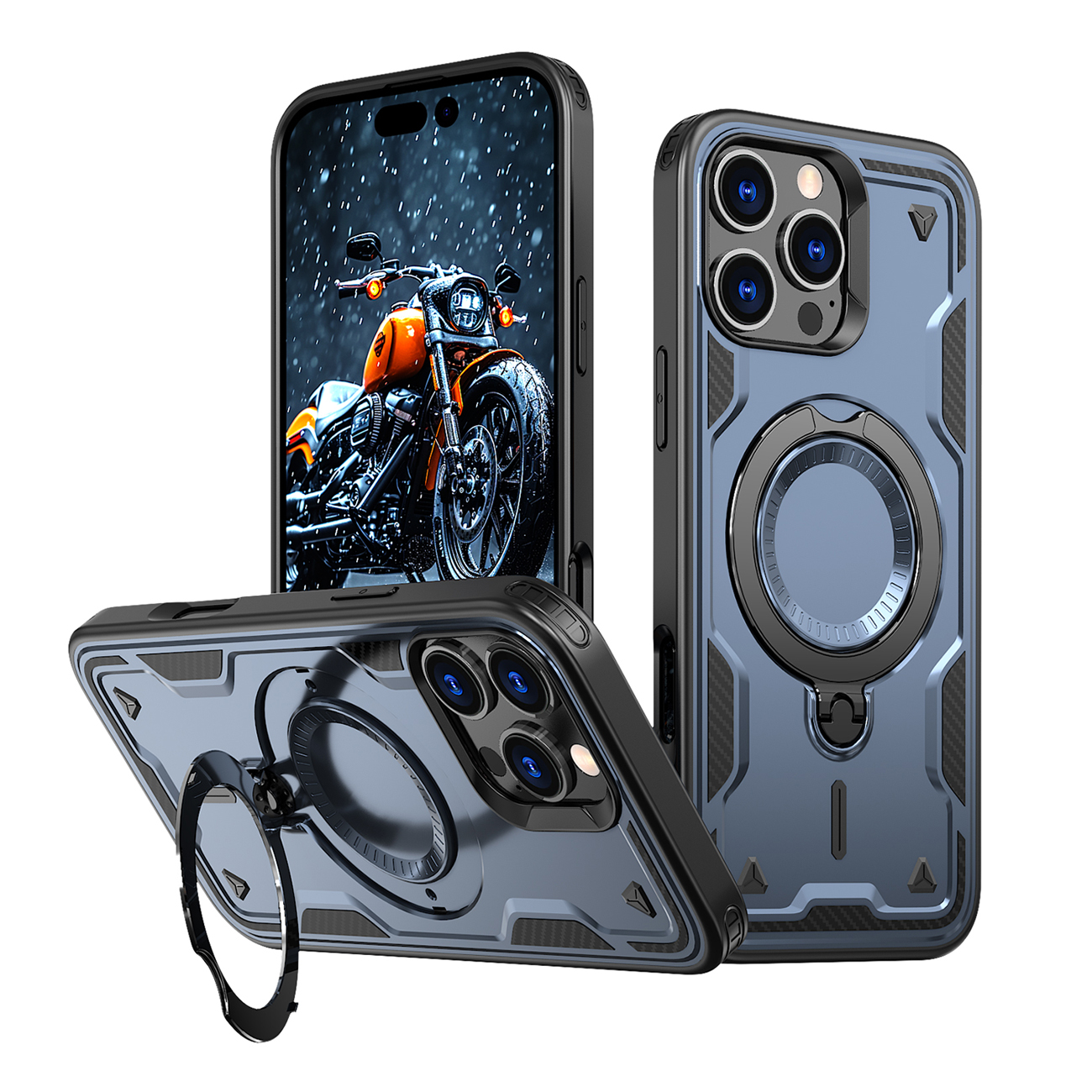 Hybrid Armor Trendy Suojakuori MagSafella iPhone 16 Pro Max:lle - Sininen