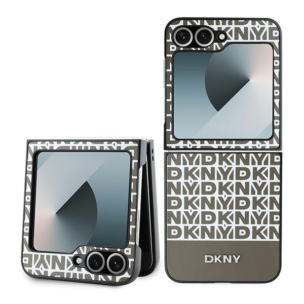 DKNY Repeat Pattern Bottom Stripe Suojakuori Samsung Galaxy Z Flip 6:lle - Ruskea