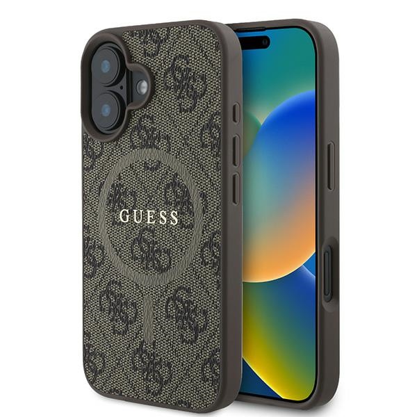 Guess 4G Ring Classic Logo MagSafe Suojakuori iPhone 16 Plus:lle - Ruskea
