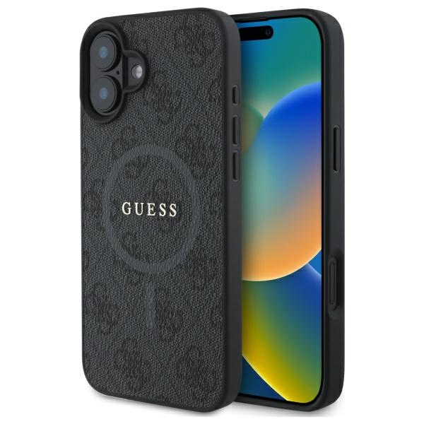Guess 4G Ring Classic Logo MagSafe kotelo iPhone 16 - musta