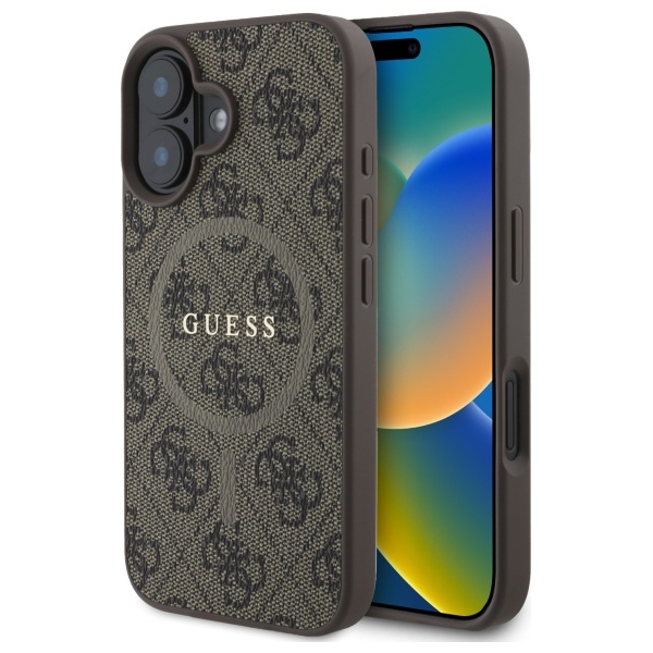 Guess 4G Ring Classic Logo MagSafe Suojakuori iPhone 16:lle - Ruskea