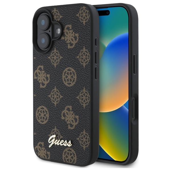 Guess Peony Script MagSafe Suojakuori iPhone 16:lle - Musta