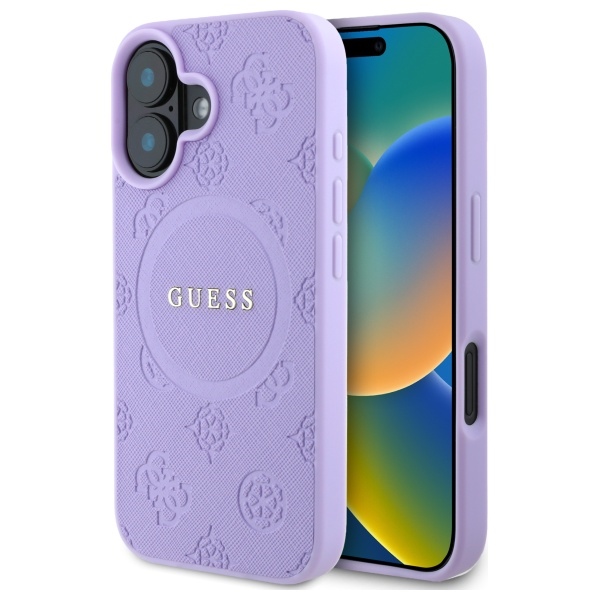 Guess Saffiano Peony Classic Logo MagSafe Suojakuori GUHMP16SPSAPSMEU iPhone 16:lle - Violetti