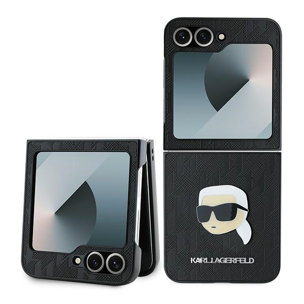 Karl Lagerfeld Saffiano Monogram Suojakuori Samsung Galaxy Z Flip 6:lle - Musta