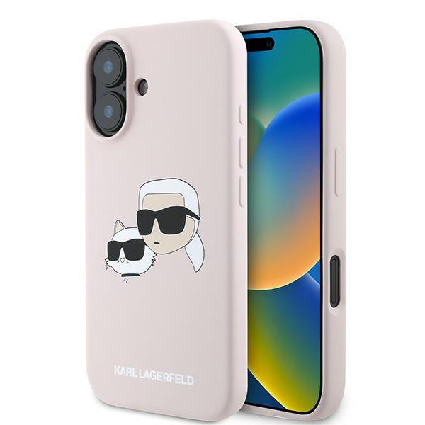 Karl Lagerfeld Silikoninen Nauble Heads Print MagSafe Suojakuori iPhone 16 Plus:lle - Vaaleanpunainen