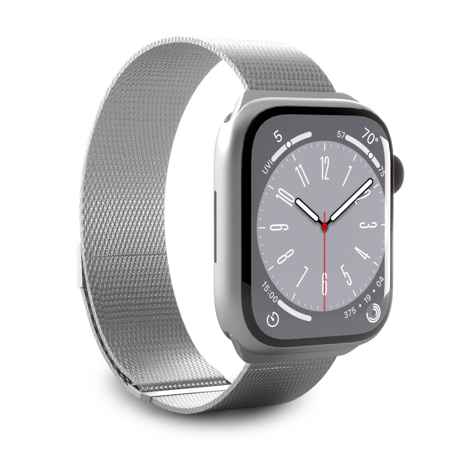 Puro Milanese Ruostumaton teräs Hihna Apple Watch 42 / 44 / 45 / 49 mm:lle - Hopeinen