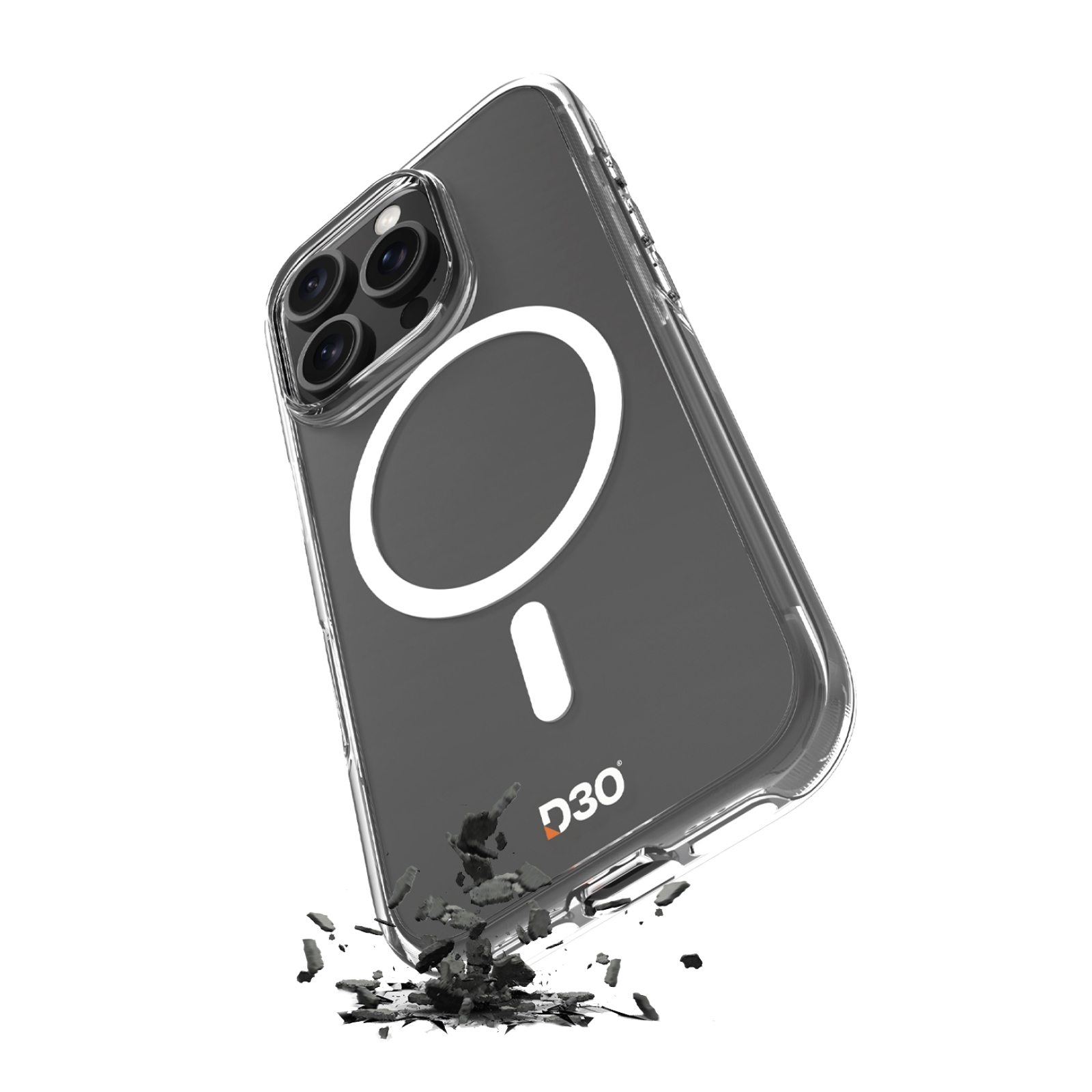 Puro Impact Clear D3O MagSafe Silikoninen Suojakuori iPhone 16 Pro Maxille - läpinäkyvä