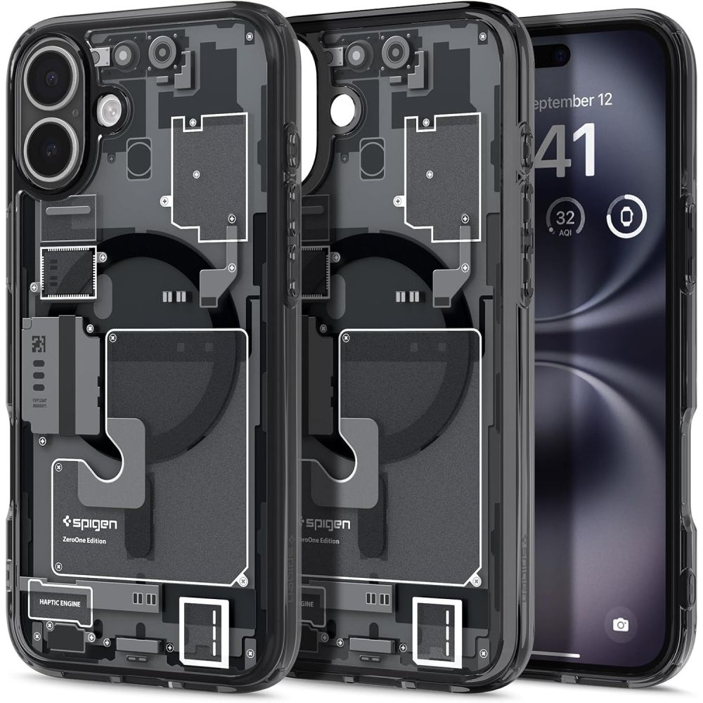 Spigen Ultra Hybrid MagSafe Zero One iPhone 16 - tummanharmaa