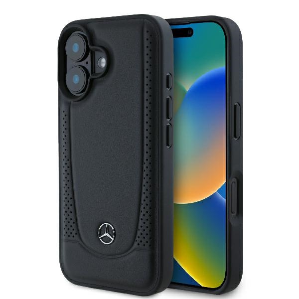 Mercedes Leather Urban Suojakuori iPhone 16 Plus:lle - musta