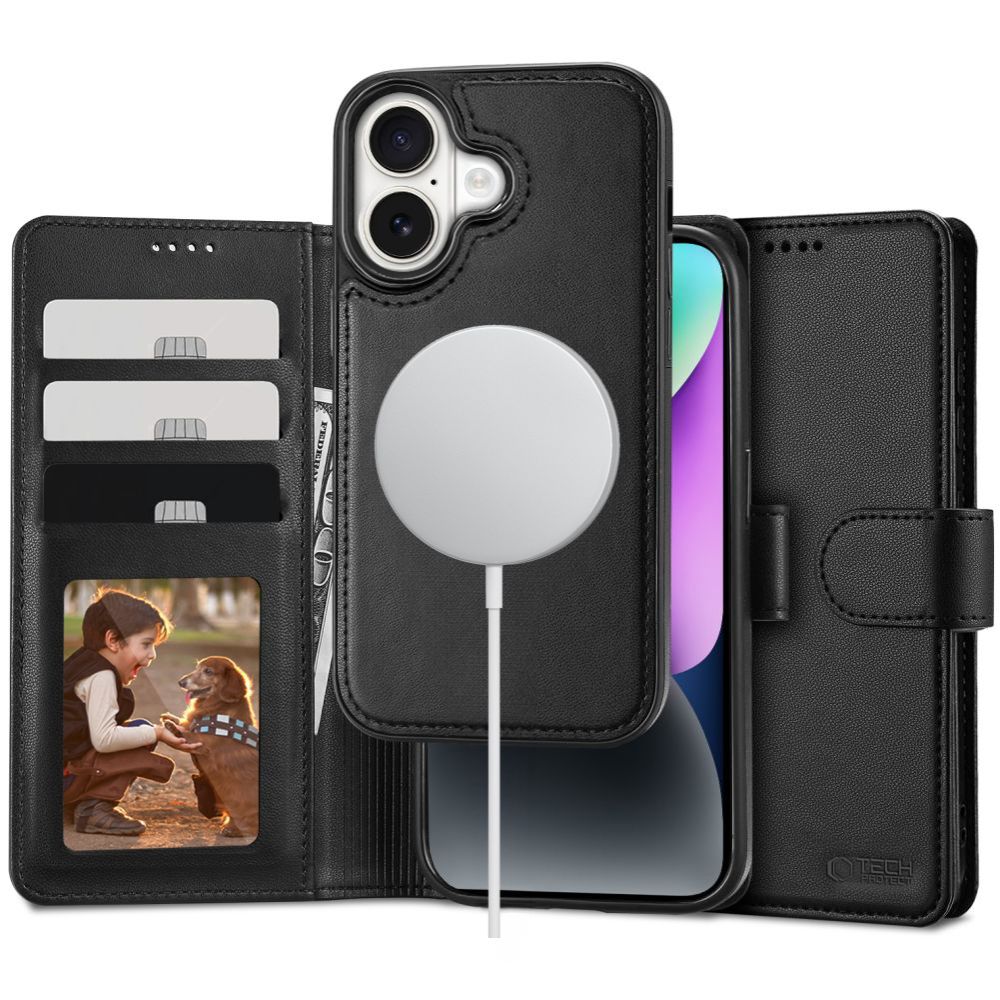 Tech-Protect Wallet MagSafe Suojakuori lompakolla iPhone 16:lle - musta