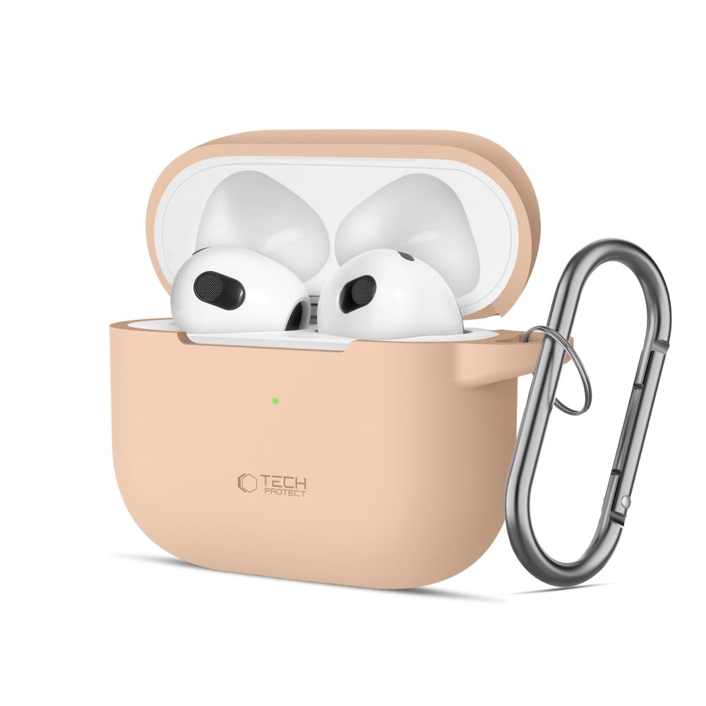 Tech-Protect Silikoninen Hook Suojakuori Apple AirPods 3:lle - beige