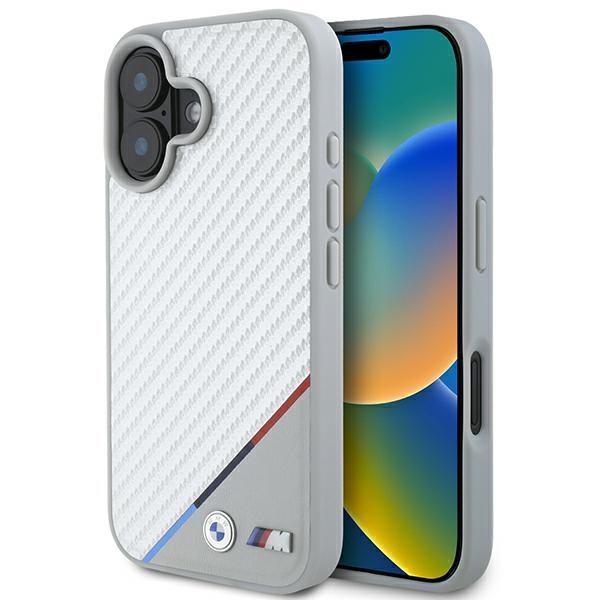 BMW M Carbon Tricolor Line MagSafe Suojakuori iPhone 16:lle - harmaa