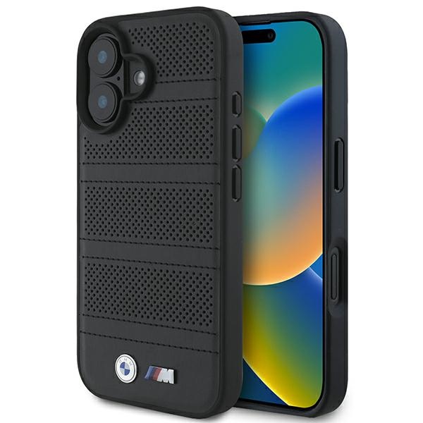 BMW M Perforated And Stitched Line MagSafe Suojakuori iPhone 16:lle - musta