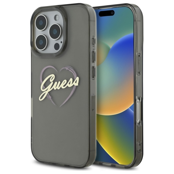 Guess IML Heart Suojakuori iPhone 16 Pro:lle - musta