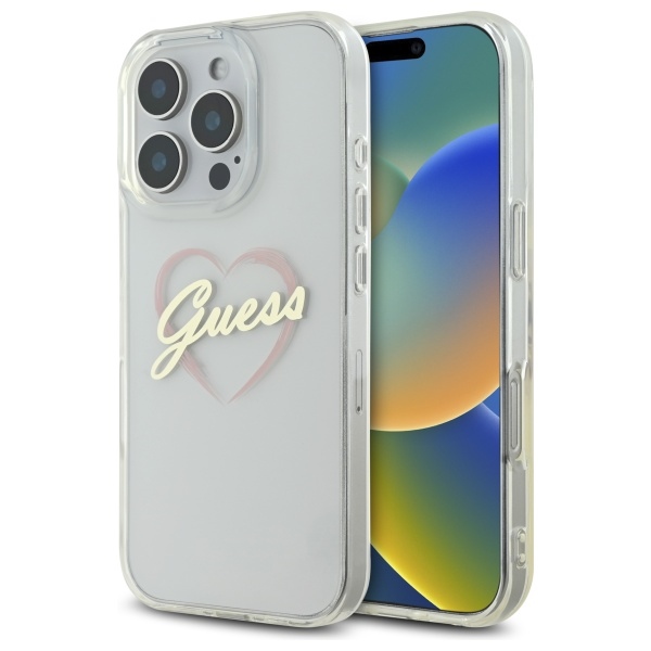 Guess IML Heart Suojakuori iPhone 16 Pro:lle - läpinäkyvä