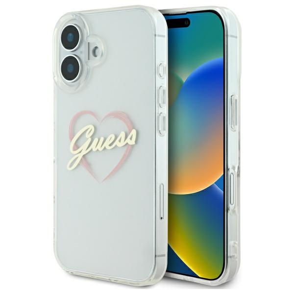 Guess IML Heart Suojakuori iPhone 16 Plus:lle - läpinäkyvä