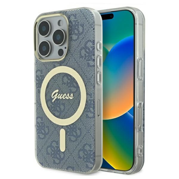 Guess IML 4G MagSafe Suojakuori iPhone 16 Pro:lle - sininen
