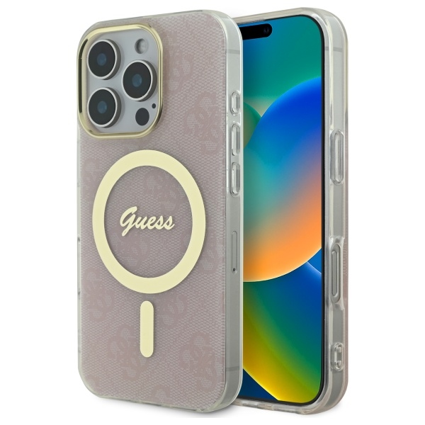 Guess IML 4G MagSafe Suojakuori iPhone 16 Pro:lle - vaaleanpunainen