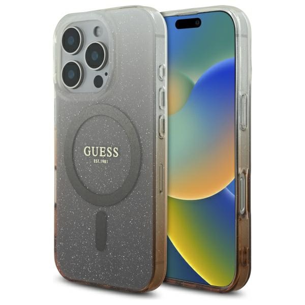 Guess IML Glitter Gradient MagSafe Suojakuori iPhone 16 Pro:lle - ruskea