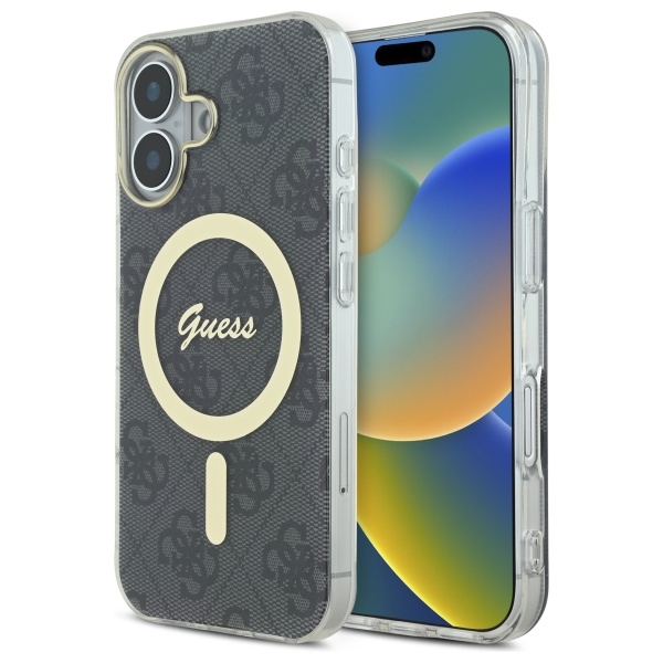 Guess IML 4G MagSafe Suojakuori iPhone 16:lle - musta