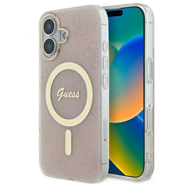 Guess IML 4G MagSafe Suojakuori iPhone 16:lle - vaaleanpunainen