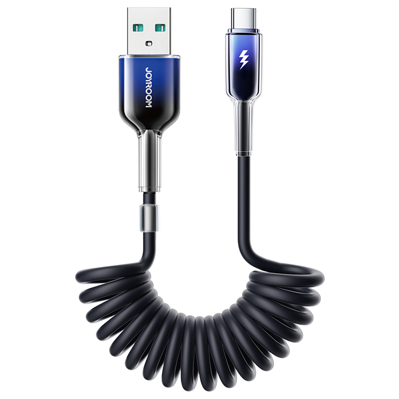 Joyroom S-A43 Crystal-Clear Series 3A USB-A - USB-C kierrekaapeli 1,5m - musta
