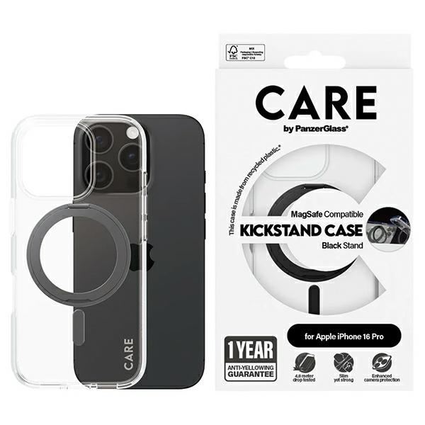CARE by PanzerGlass Feature Kickstand suojakuori iPhone 16 Pro 6.3' musta/musta MagSafe 1322