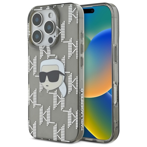 Karl Lagerfeld IML Karl Head Electroplated iPhone 16 Pro Suojakuori - Musta