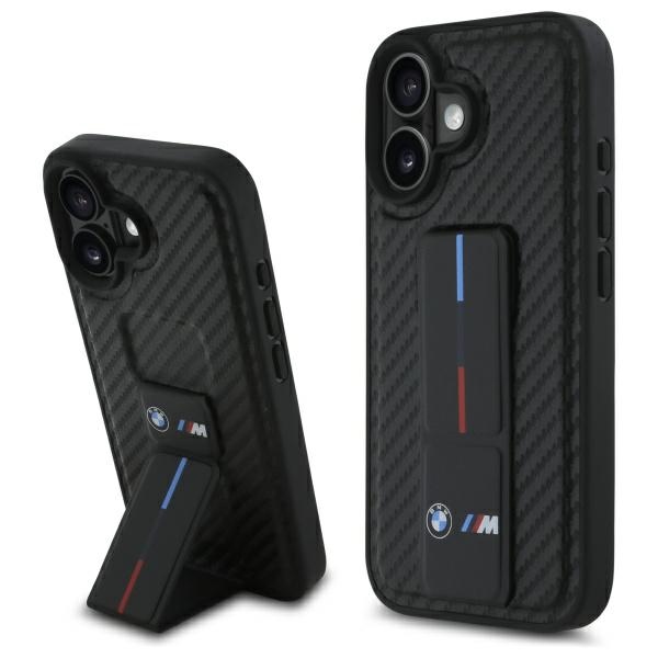 BMW M Grip Stand Smooth and Carbon Suojakuori iPhone 16:lle - Musta